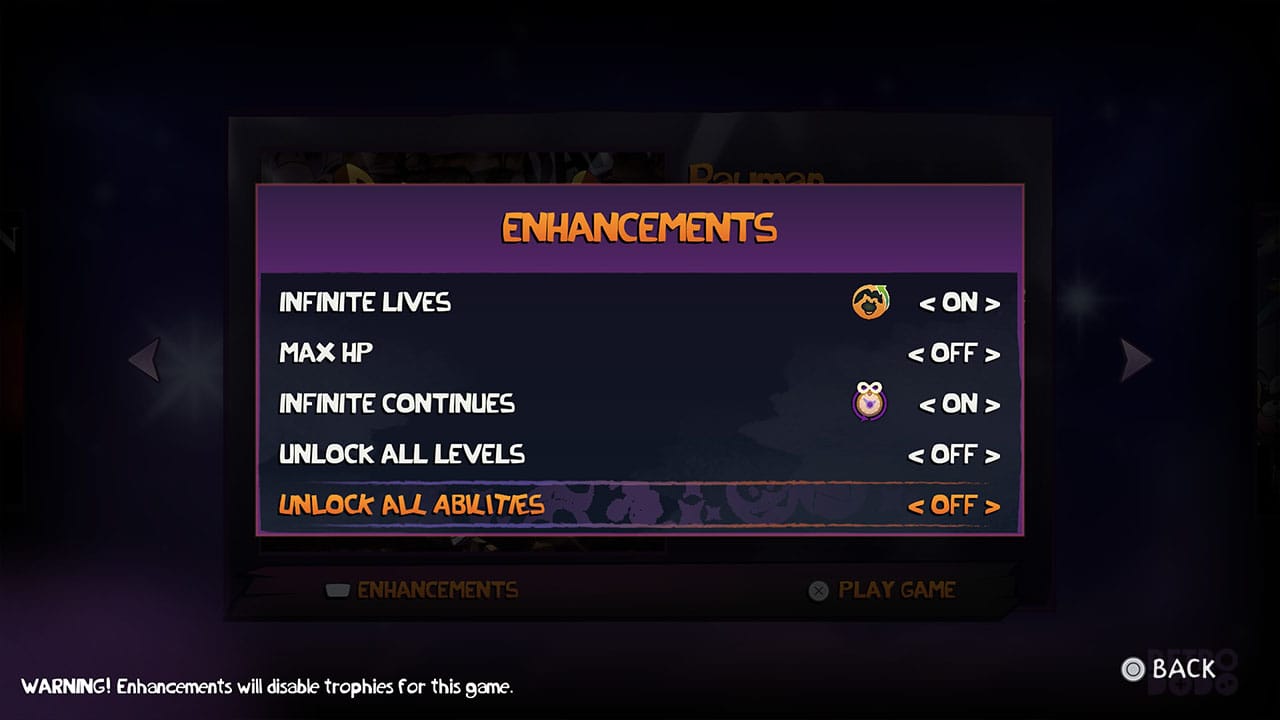 Lists of enhancements in the new Rayman game