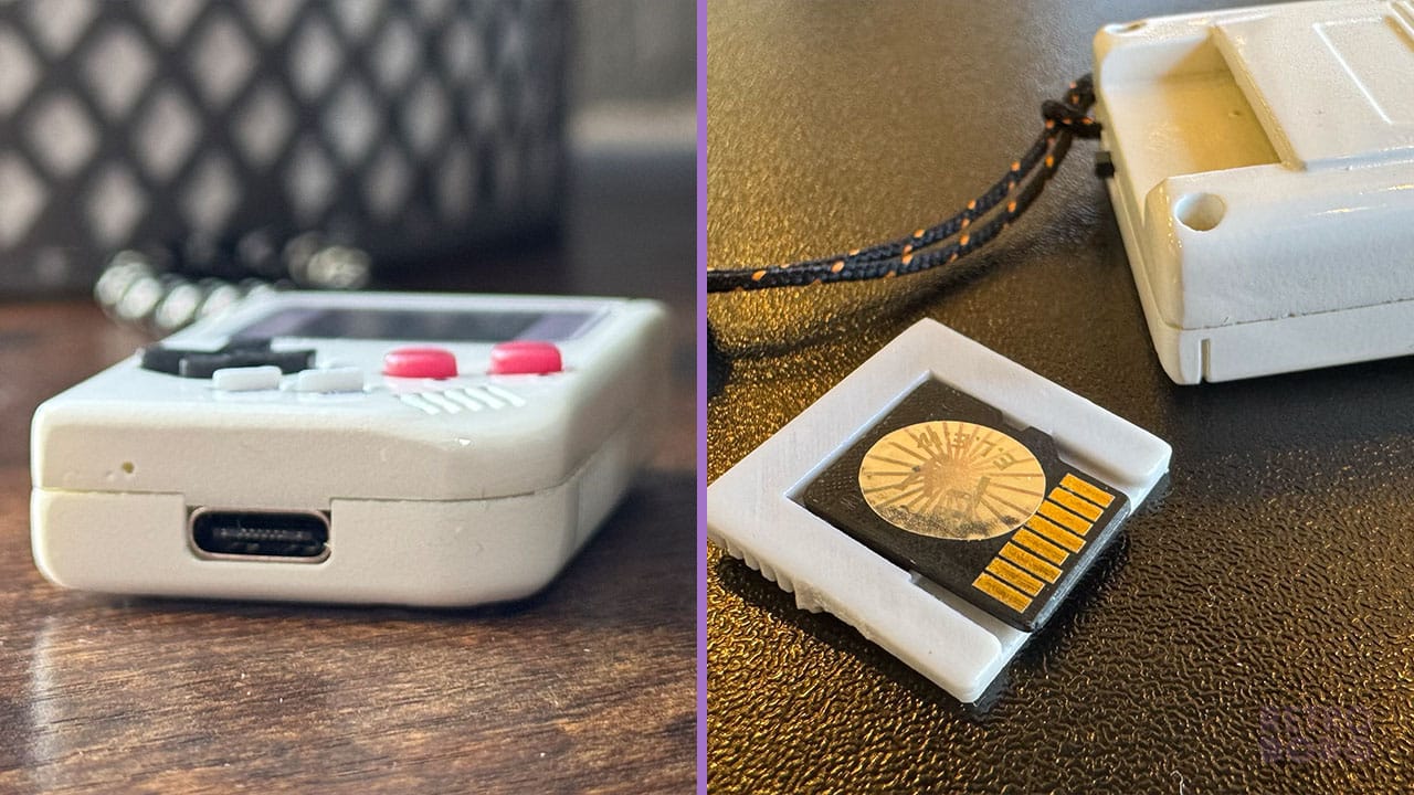 USB charging slot (left) and the microSD card holder (right.)