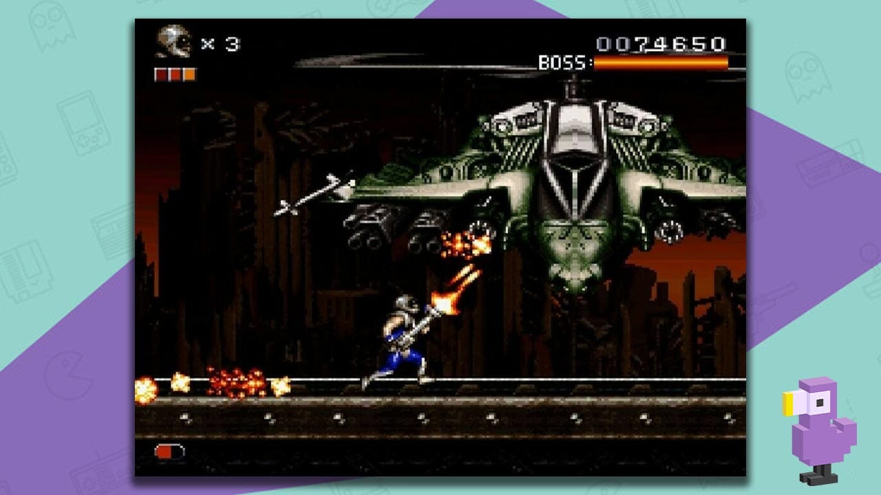 Rendering Ranger R2 gameplay with a soldier holding a gun running towards a fighter craft