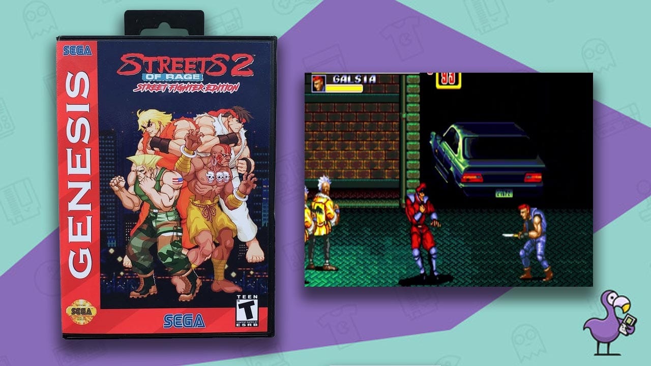 Fan art game case of the Street Fighter Edition Streets of Rage 2 Rom HACK and gameplay of M. Bison fighting 