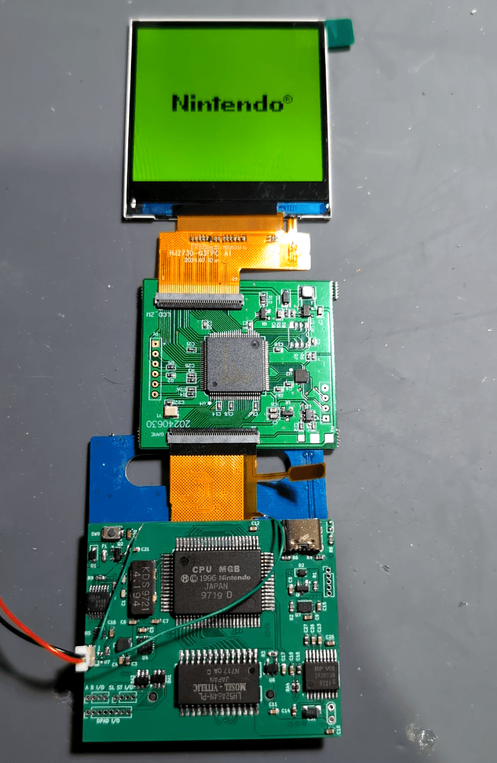 Chips and wires with a Game Boy screen